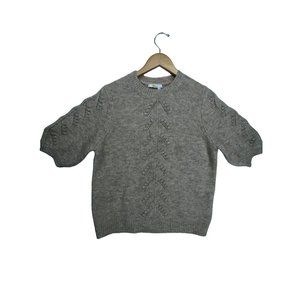 Boden Ribbed Fluffy Gray Tee Womens Size W=17.5, L=24.5